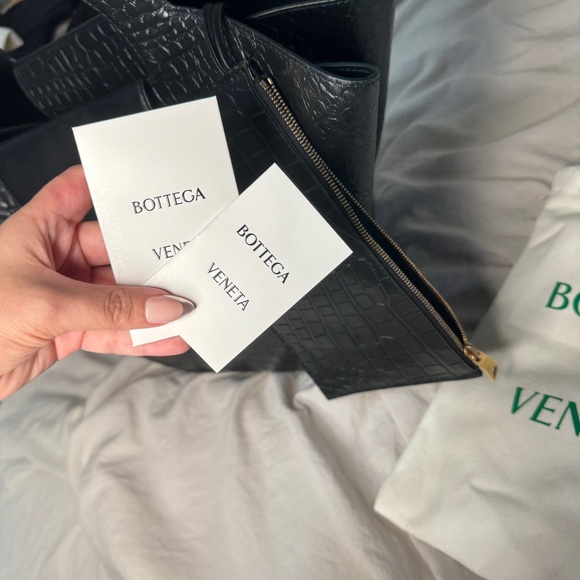 Bottega Veneta Skypper Croc Embossed Leather Tote - Picture 5 of 10